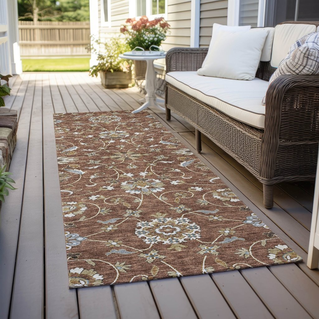 LOOMLAN Rugs Irene Orange Washable Indoor-Outdoor Rug