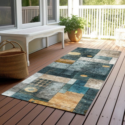 LOOMLAN Rugs Iris Teal Washable Indoor-Outdoor Rug