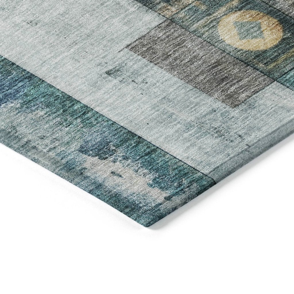 LOOMLAN Rugs Iris Teal Washable Indoor-Outdoor Rug