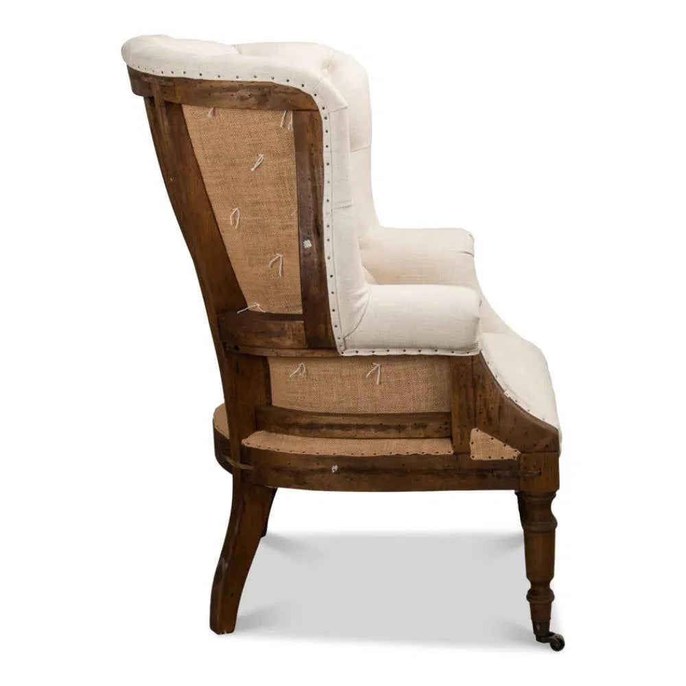 Berlap Chair Irish Chair Cream Linen & Burlap Wing Accent Chair - LOOMLAN ...