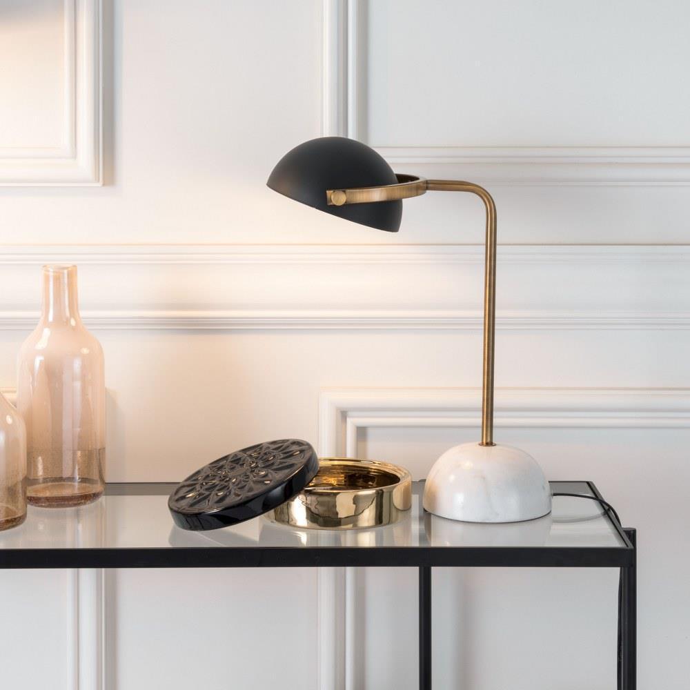 Irving Table Lamp Black & White - Sideboards and Things Brand_Zuo Modern, Color_Black, Depth_10-20, Finish_Polished, Finish_Powder Coated, Height_20-30, Materials_Metal, Materials_Stone, Metal Type_Steel, Product Type_Table Lamp, Stone Type_Marble, Width_10-20