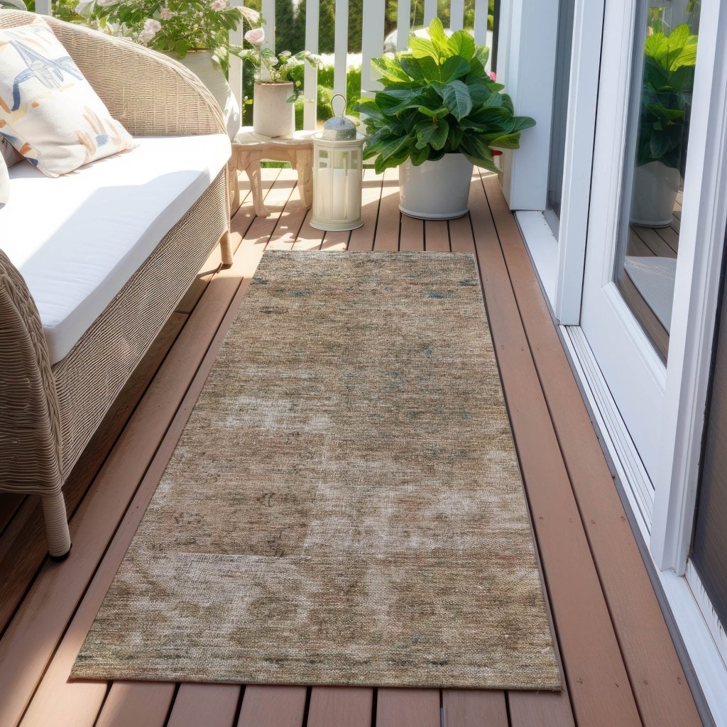 LOOMLAN Rugs Isadorae Brown Washable Indoor-Outdoor Rug