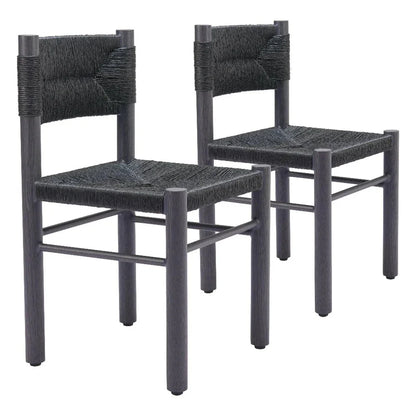 Zuo Modern Iska Aluminum Black Armless Dining Chair 2PC