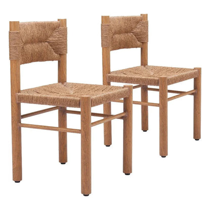 Zuo Modern Iska Natural Wood Armless Dining Chair 2PC