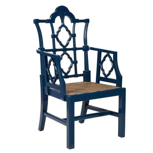 Furniture Classics Italian Satin Blue Armchair (Set of 2)