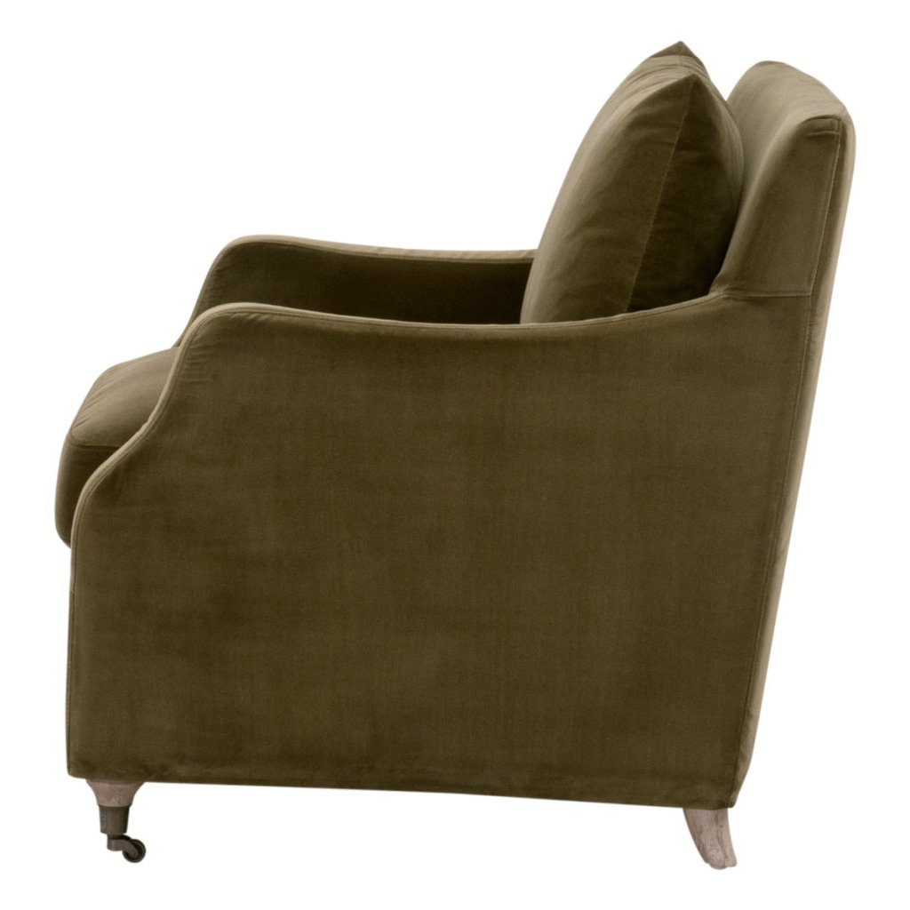 Jade Olive Velvet Slipcover Club Chair - LOOMLAN - Essentials For Living - Club Chairs