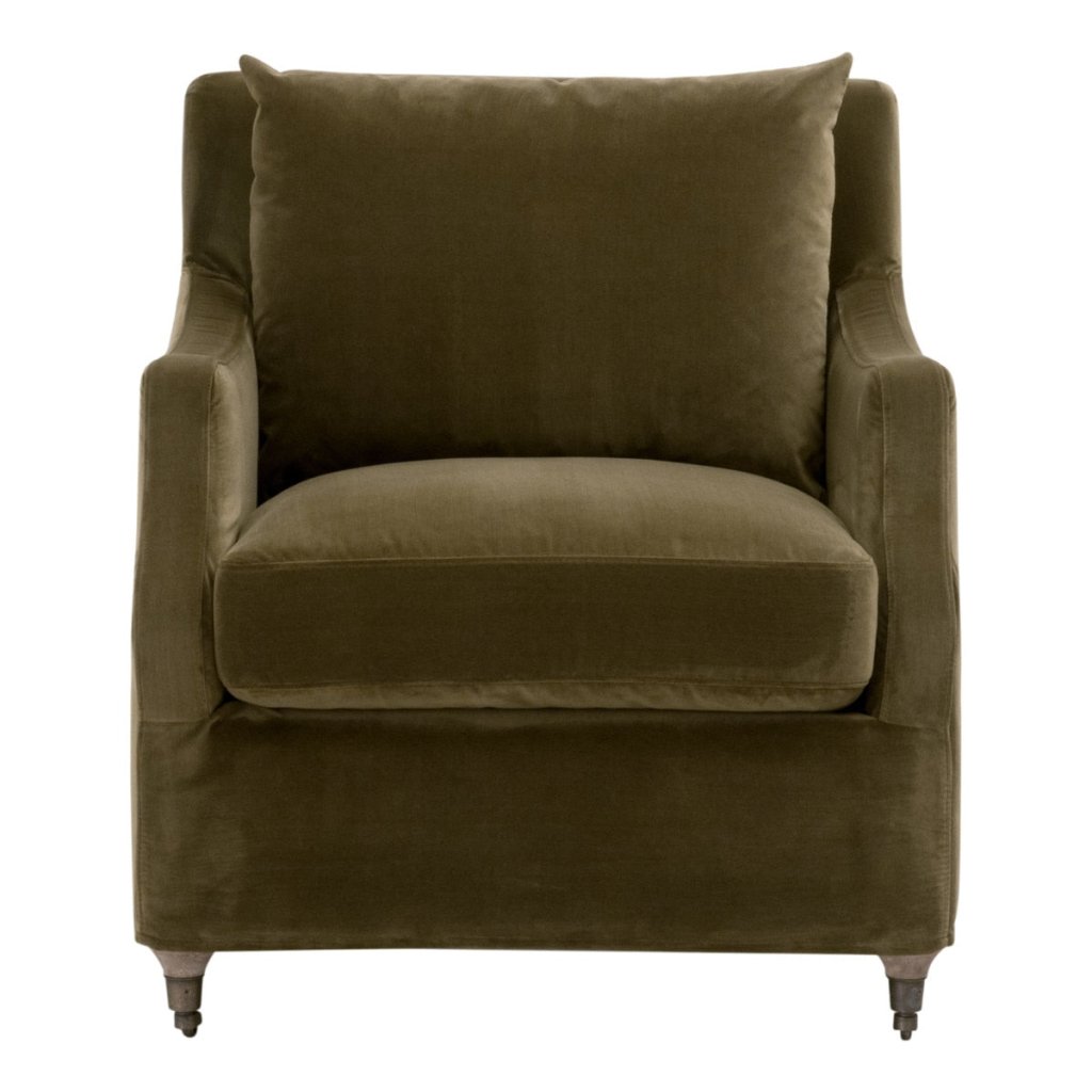 Jade Olive Velvet Slipcover Club Chair - LOOMLAN - Essentials For Living - Club Chairs