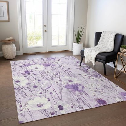 LOOMLAN Rugs Jameera Purple Washable Indoor-Outdoor Rug