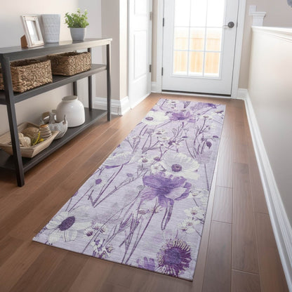 LOOMLAN Rugs Jameera Purple Washable Indoor-Outdoor Rug
