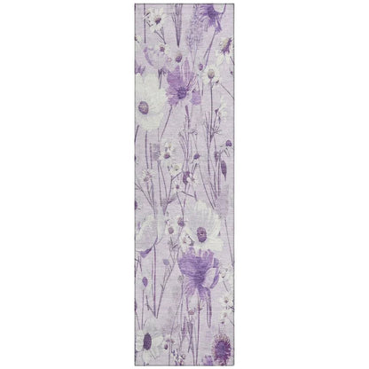 LOOMLAN Rugs Jameera Purple Washable Indoor-Outdoor Rug