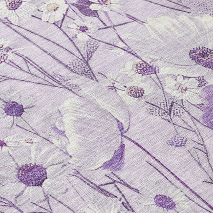 LOOMLAN Rugs Jameera Purple Washable Indoor-Outdoor Rug