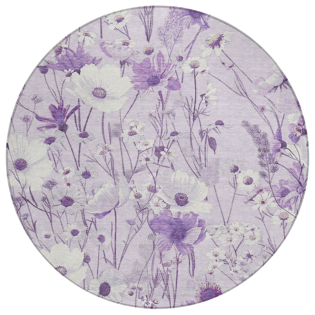LOOMLAN Rugs Jameera Purple Washable Indoor-Outdoor Rug