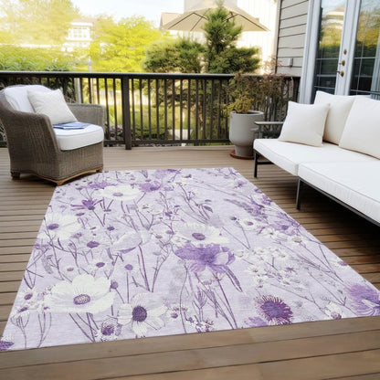 LOOMLAN Rugs Jameera Purple Washable Indoor-Outdoor Rug