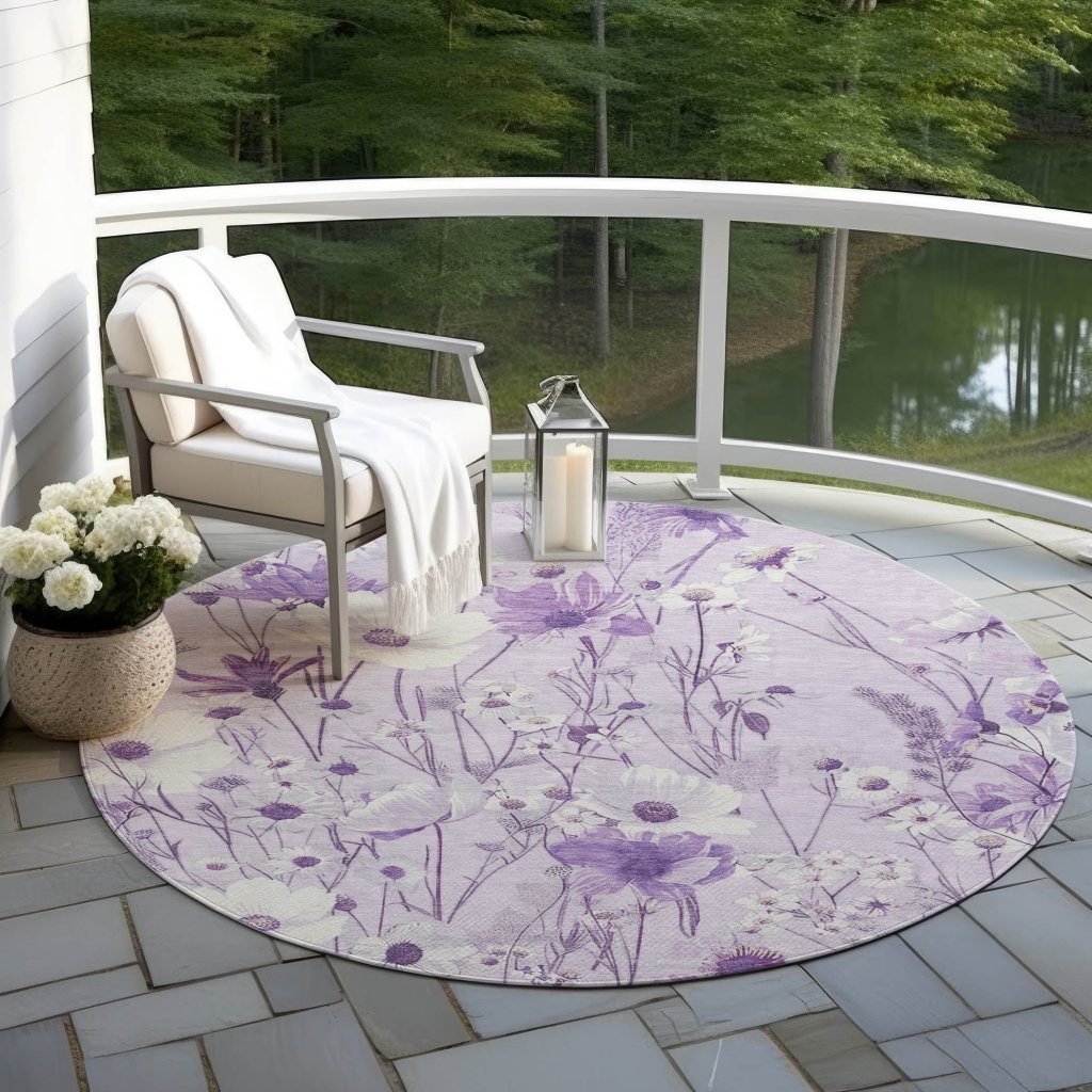 LOOMLAN Rugs Jameera Purple Washable Indoor-Outdoor Rug