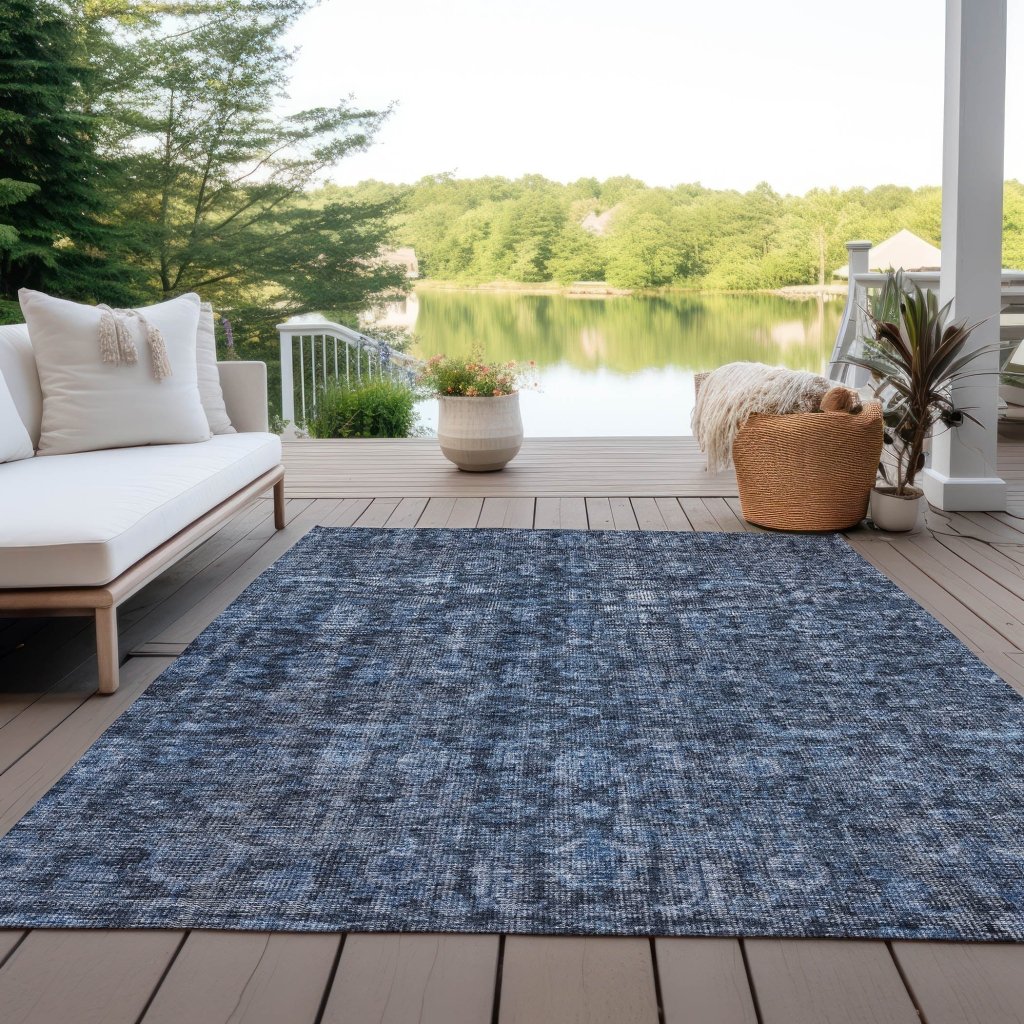 LOOMLAN Rugs Jane Blue Washable Indoor-Outdoor Rug