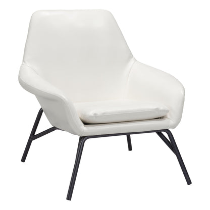 Javier Accent Chair White - Sideboards and Things Brand_Zuo Modern, Color_Black, Color_White, Features_Removable Cushions, Finish_Powder Coated, Materials_Metal, Materials_Upholstery, Materials_Wood, Metal Type_Steel, Product Type_Occasional Chair, Upholstery Type_Leather, Upholstery Type_Vegan Leather, Wood Species_Plywood