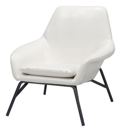 Javier Accent Chair White - Sideboards and Things Brand_Zuo Modern, Color_Black, Color_White, Features_Removable Cushions, Finish_Powder Coated, Materials_Metal, Materials_Upholstery, Materials_Wood, Metal Type_Steel, Product Type_Occasional Chair, Upholstery Type_Leather, Upholstery Type_Vegan Leather, Wood Species_Plywood