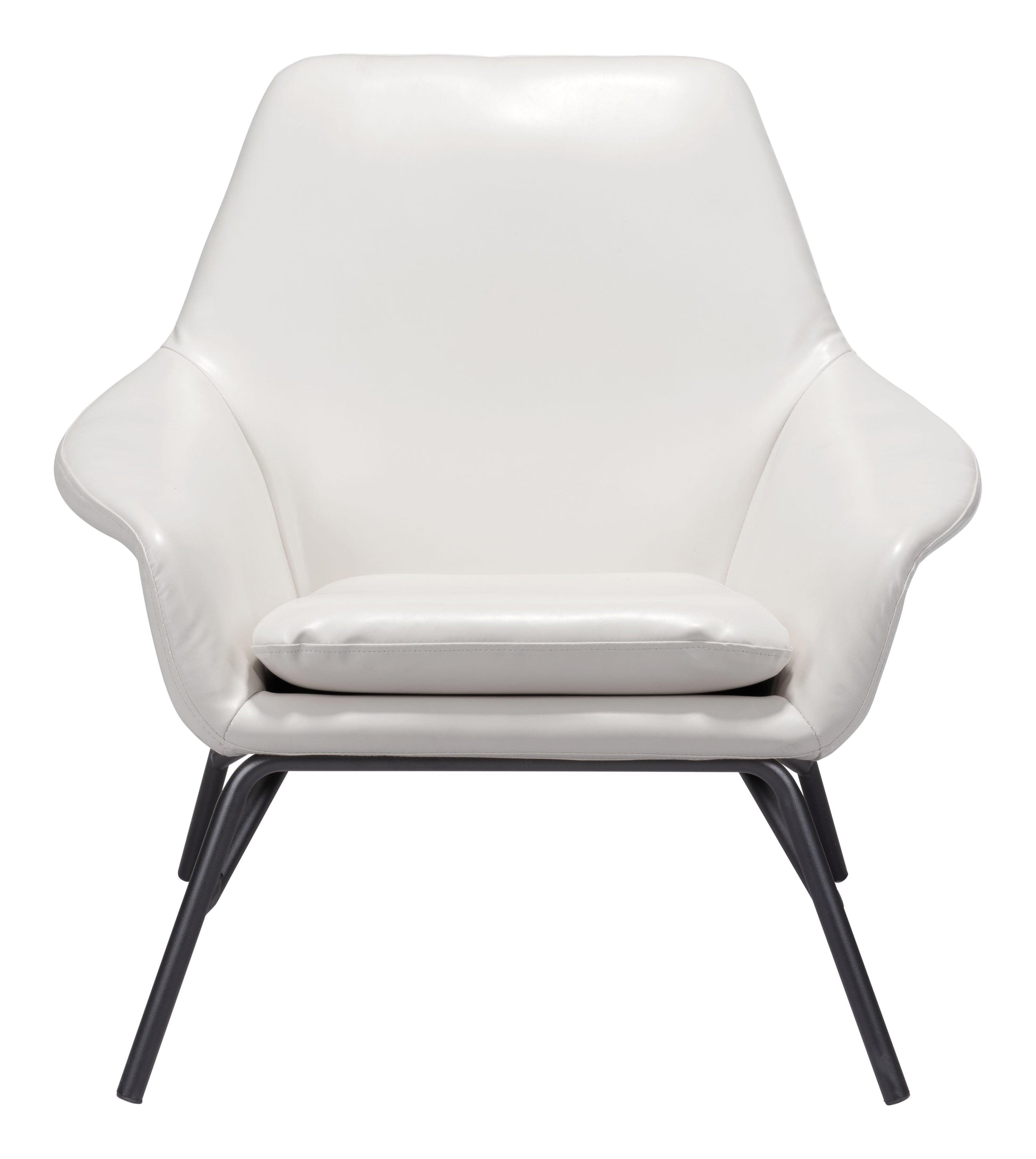 Javier Accent Chair White - Sideboards and Things Brand_Zuo Modern, Color_Black, Color_White, Features_Removable Cushions, Finish_Powder Coated, Materials_Metal, Materials_Upholstery, Materials_Wood, Metal Type_Steel, Product Type_Occasional Chair, Upholstery Type_Leather, Upholstery Type_Vegan Leather, Wood Species_Plywood