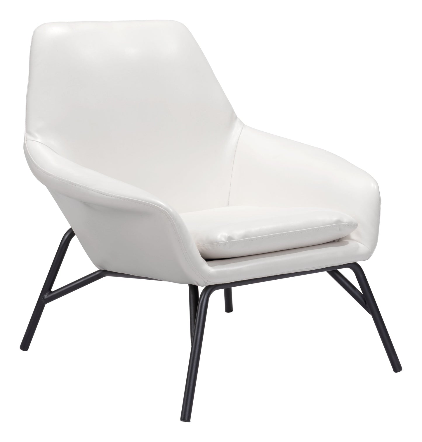 Javier Accent Chair White - Sideboards and Things Brand_Zuo Modern, Color_Black, Color_White, Features_Removable Cushions, Finish_Powder Coated, Materials_Metal, Materials_Upholstery, Materials_Wood, Metal Type_Steel, Product Type_Occasional Chair, Upholstery Type_Leather, Upholstery Type_Vegan Leather, Wood Species_Plywood