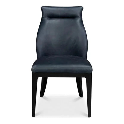 Jefferson Distilled Leather & Wood Blue Dining Chair - LOOMLAN - Sarreid - Dining Chairs
