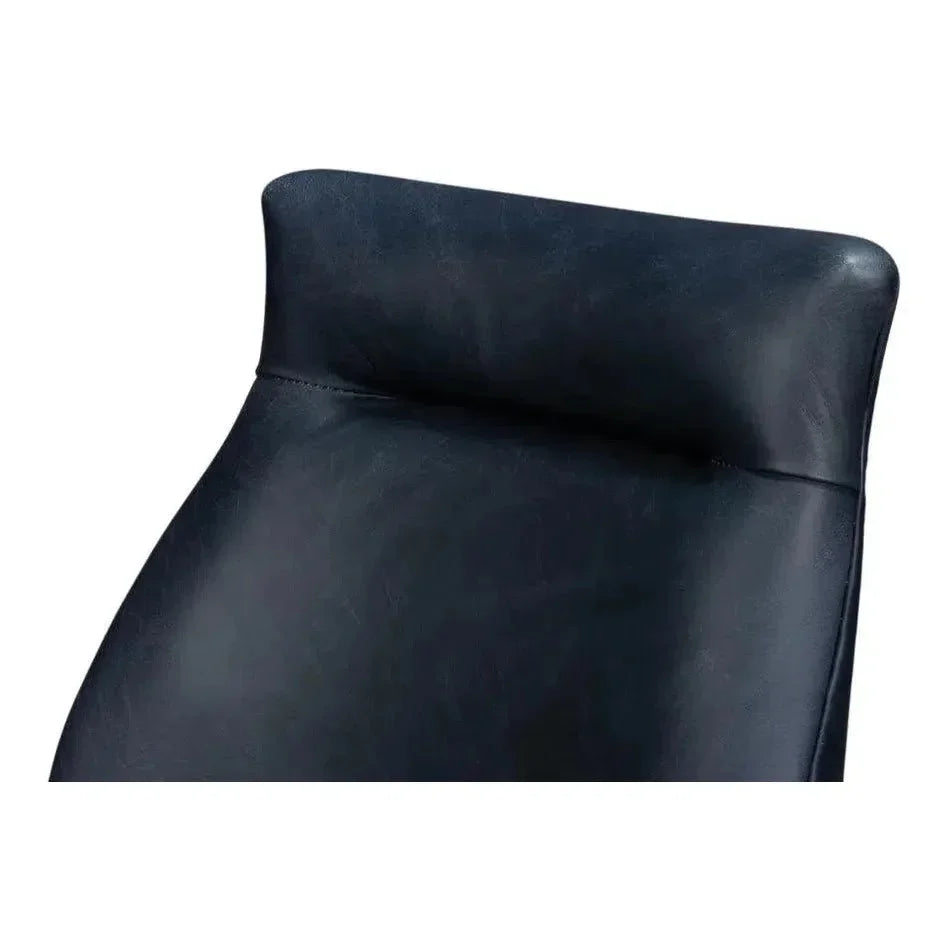 Jefferson Distilled Leather & Wood Blue Dining Chair - LOOMLAN - Sarreid - Dining Chairs