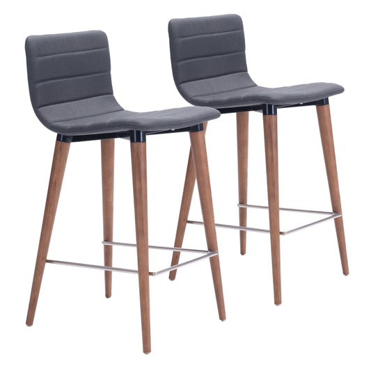 Jericho Counter Chair (Set of 2) Gray - Sideboards and Things Back Type_Full Back, Back Type_With Back, Brand_Zuo Modern, Color_Brown, Color_Gray, Depth_10-20, Height_30-40, Materials_Wood, Number of Pieces_2PC Set, Product Type_Counter Height, Seat Material_Upholstery, Shape_Armless, Upholstery Type_Fabric Blend, Upholstery Type_Polyester, Width_10-20, Wood Species_Birch, Wood Species_Plywood