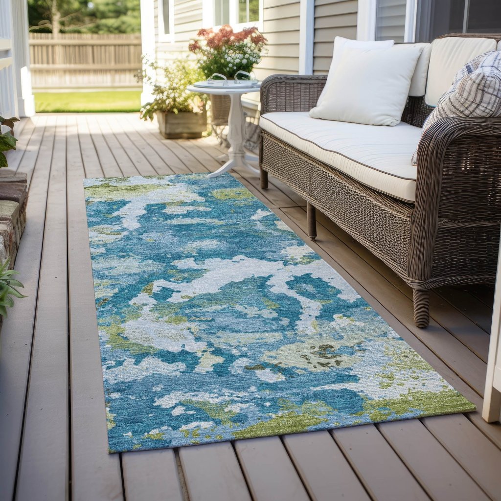 LOOMLAN Rugs Jetra Blue Washable Indoor-Outdoor Rug