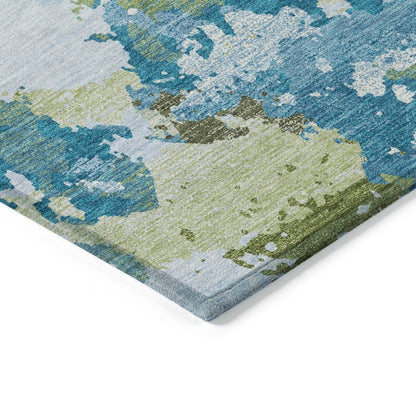 LOOMLAN Rugs Jetra Blue Washable Indoor-Outdoor Rug