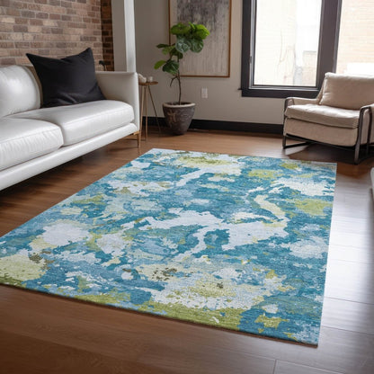 LOOMLAN Rugs Jetra Blue Washable Indoor-Outdoor Rug
