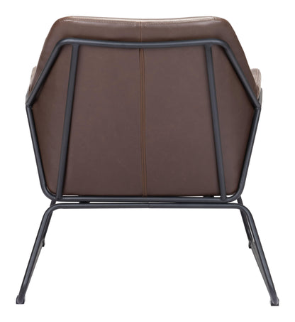 Jose Accent Chair Brown - Sideboards and Things Brand_Zuo Modern, Color_Black, Color_Brown, Features_Removable Cushions, Finish_Powder Coated, Materials_Metal, Materials_Upholstery, Materials_Wood, Metal Type_Steel, Product Type_Occasional Chair, Upholstery Type_Leather, Upholstery Type_Vegan Leather, Wood Species_Plywood