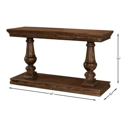 Sarreid Joshua Console Table Drawers Walnut Wood