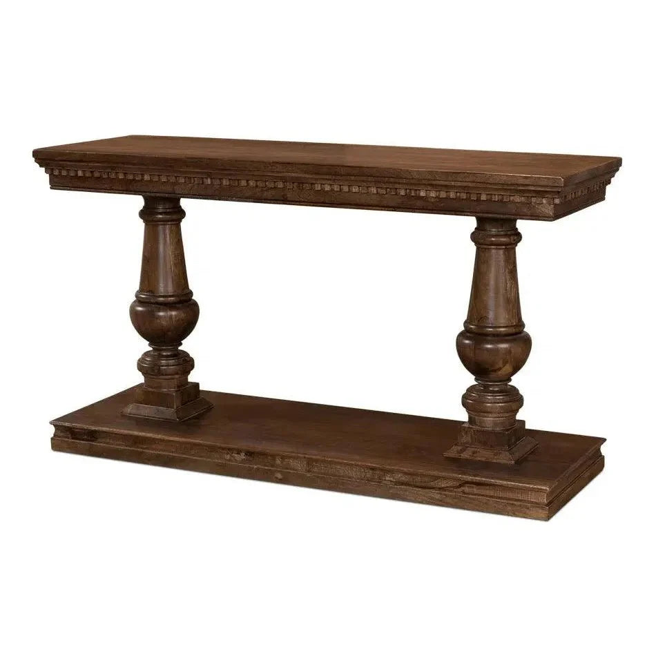 Sarreid Joshua Console Table Drawers Walnut Wood