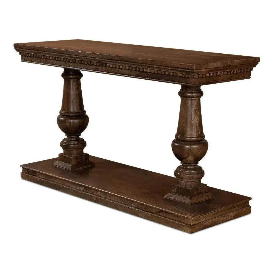 Sarreid Joshua Console Table Drawers Walnut Wood
