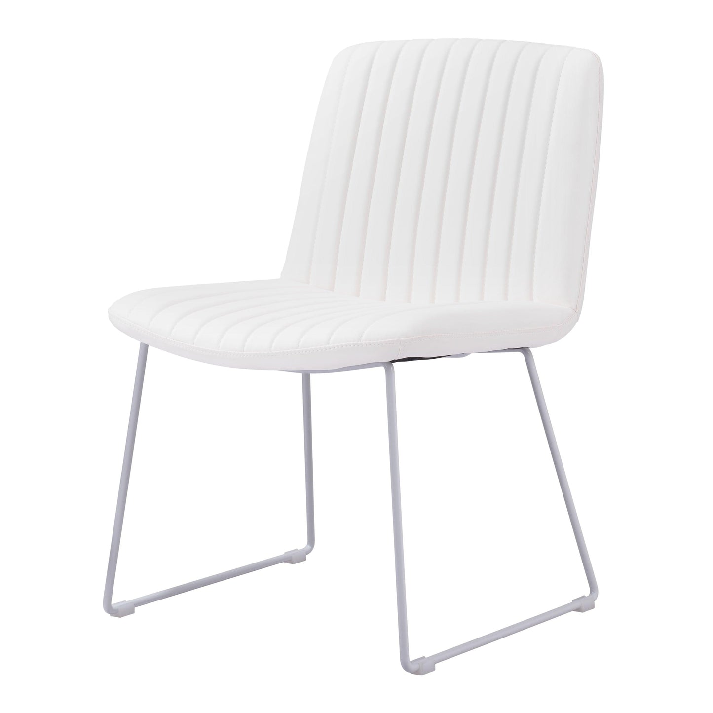 Joy Dining Chair (Set of 2) White - Sideboards and Things Back Type_Full Back, Back Type_With Back, Brand_Zuo Modern, Color_White, Depth_20-30, Finish_Powder Coated, Height_30-40, Materials_Metal, Materials_Upholstery, Metal Type_Steel, Number of Pieces_2PC Set, Product Type_Dining Height, Seat Material_Upholstery, Shape_Armless, Upholstery Type_Leather, Upholstery Type_Vegan Leather, Width_20-30
