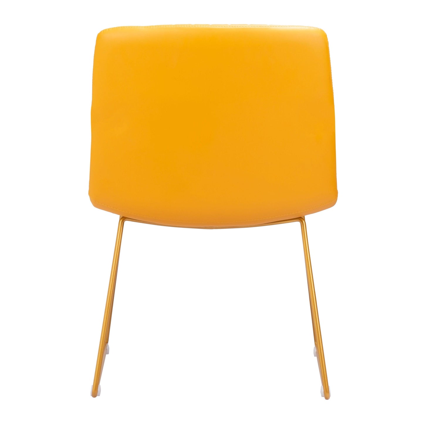 Joy Dining Chair (Set of 2) Yellow - Sideboards and Things Back Type_Full Back, Back Type_With Back, Brand_Zuo Modern, Color_Yellow, Depth_20-30, Finish_Powder Coated, Height_30-40, Materials_Metal, Materials_Upholstery, Metal Type_Steel, Number of Pieces_2PC Set, Product Type_Dining Height, Seat Material_Upholstery, Shape_Armless, Upholstery Type_Leather, Upholstery Type_Vegan Leather, Width_20-30
