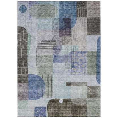 LOOMLAN Rugs Jude Blue Washable Indoor-Outdoor Rug