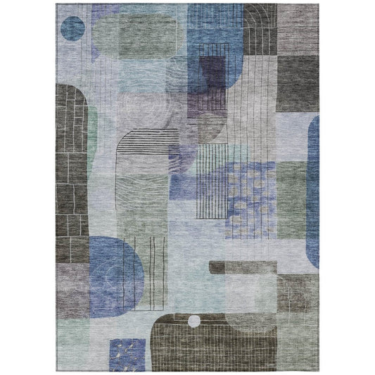 LOOMLAN Rugs Jude Blue Washable Indoor-Outdoor Rug