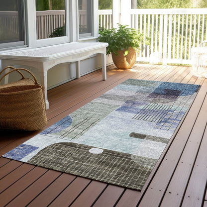 LOOMLAN Rugs Jude Blue Washable Indoor-Outdoor Rug