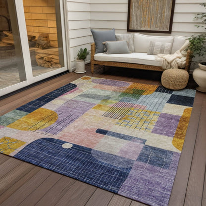 LOOMLAN Rugs Jude Purple Washable Indoor-Outdoor Rug