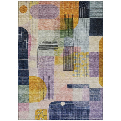 LOOMLAN Rugs Jude Purple Washable Indoor-Outdoor Rug