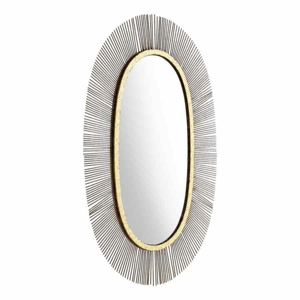 Juju Oval Mirror Black & Gold - Sideboards and Things Color_Black, Color_Gold, Depth_0-10, Features_Handmade, Finish_Powder Coated, Height_30-40, Materials_Glass, Materials_Metal, Materials_Wood, Metal Type_Iron, Orientation_Vertical, Product Type_Wall Mirror, Width_20-30, Wood Species_MDF