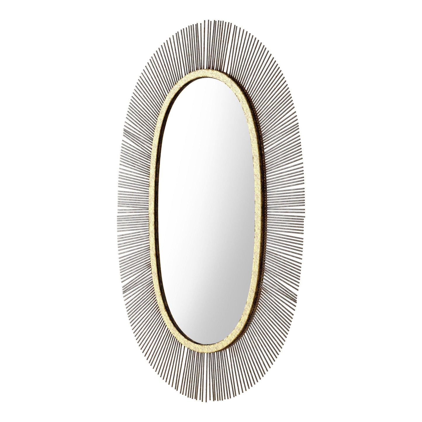 Juju Oval Mirror Black & Gold - Sideboards and Things Color_Black, Color_Gold, Depth_0-10, Features_Handmade, Finish_Powder Coated, Height_30-40, Materials_Glass, Materials_Metal, Materials_Wood, Metal Type_Iron, Orientation_Vertical, Product Type_Wall Mirror, Width_20-30, Wood Species_MDF