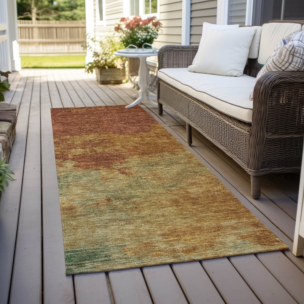 LOOMLAN Rugs Julian Orange Washable Indoor-Outdoor Rug
