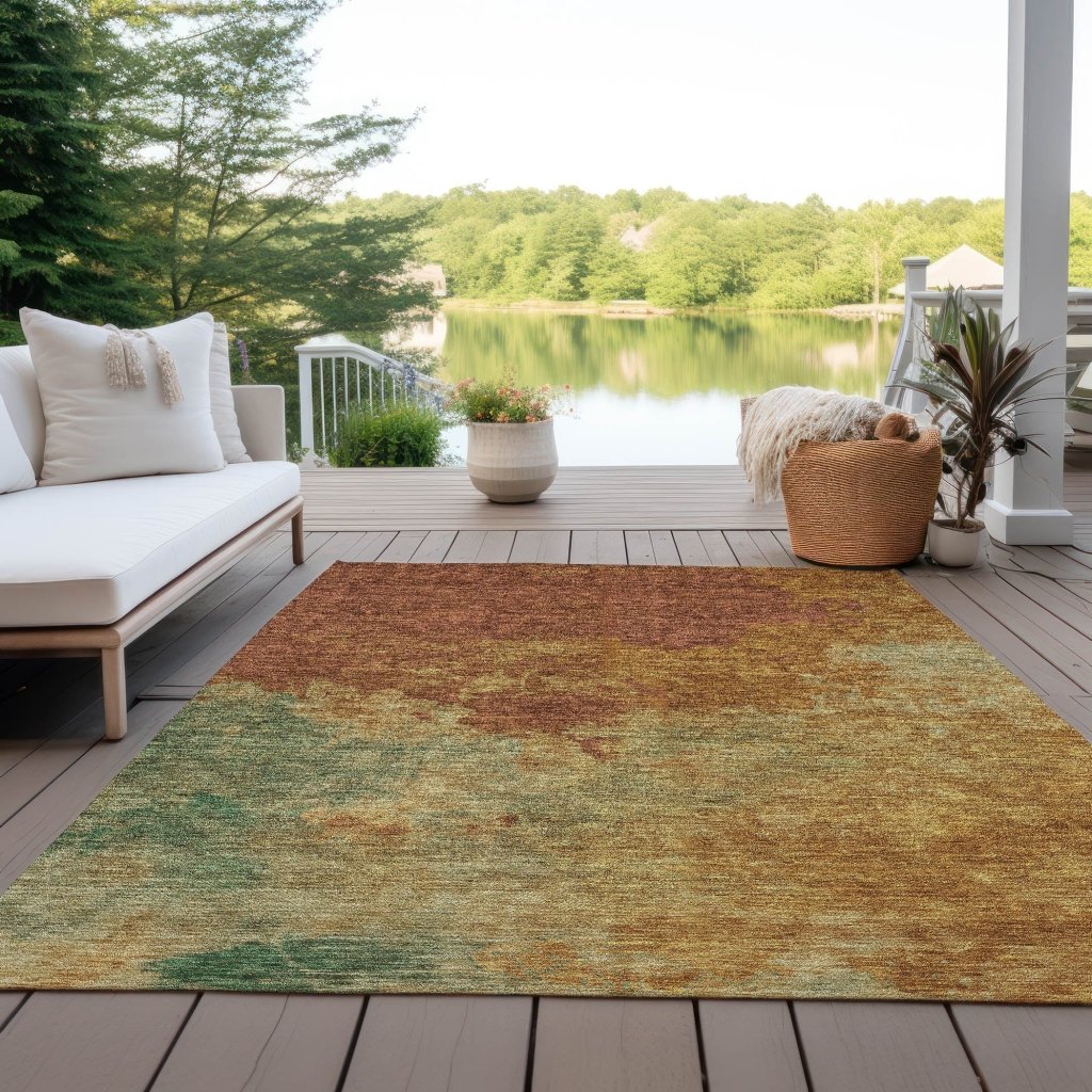 LOOMLAN Rugs Julian Orange Washable Indoor-Outdoor Rug