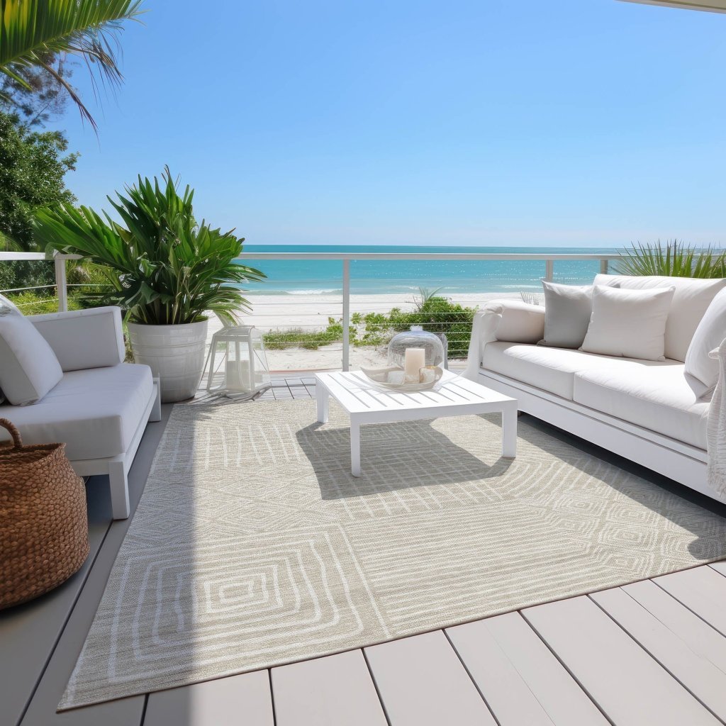 LOOMLAN Rugs Junia Beige Washable Indoor-Outdoor Rug