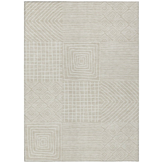 LOOMLAN Rugs Junia Beige Washable Indoor-Outdoor Rug