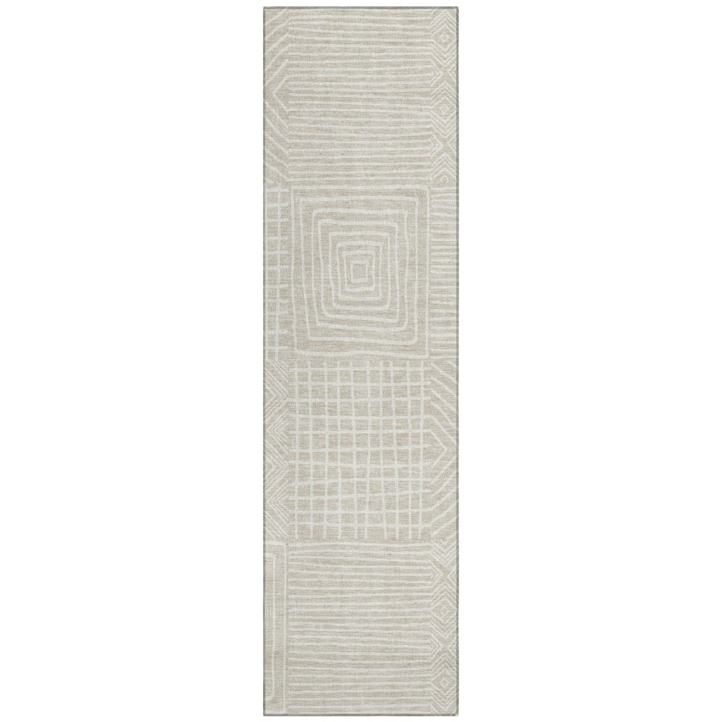 LOOMLAN Rugs Junia Beige Washable Indoor-Outdoor Rug