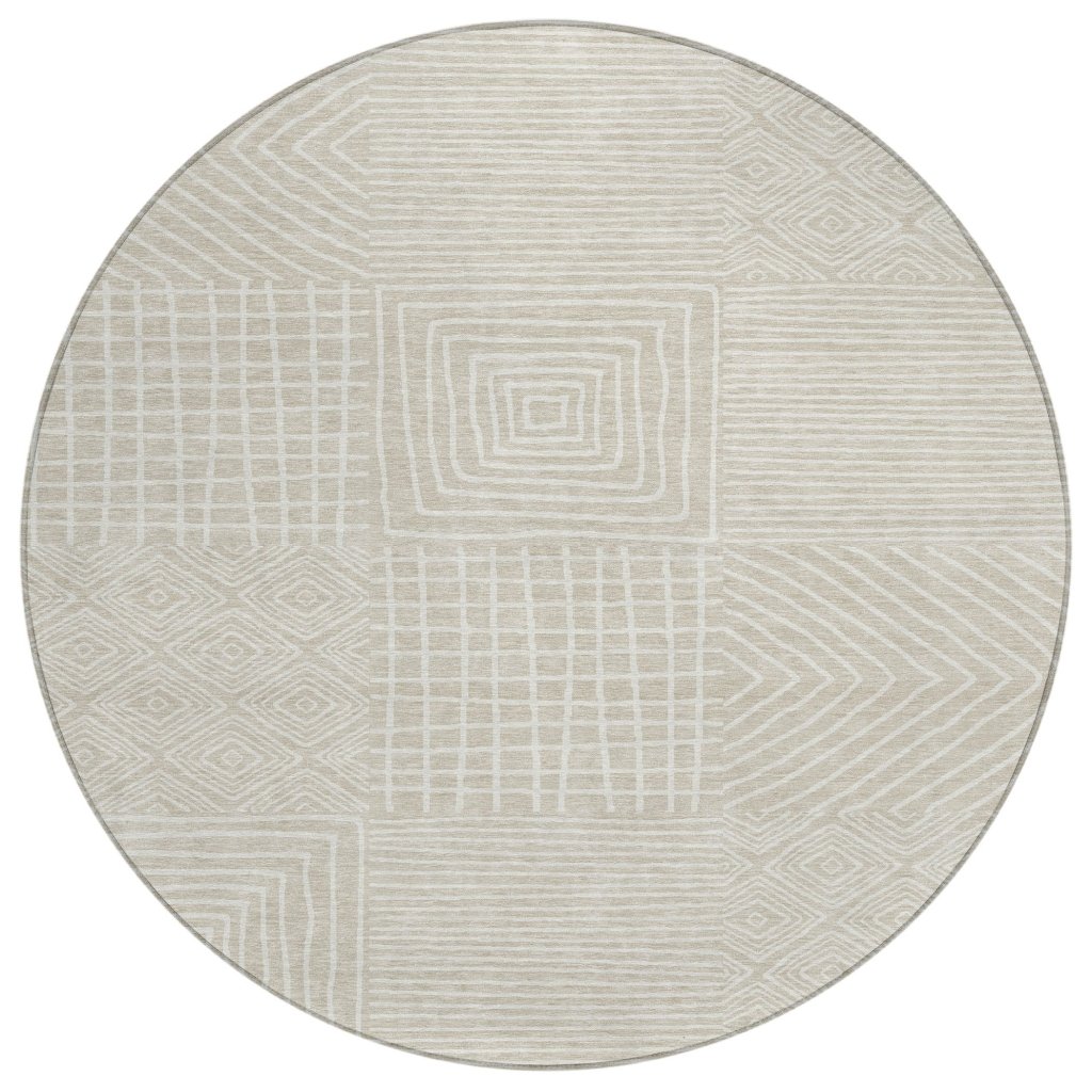 LOOMLAN Rugs Junia Beige Washable Indoor-Outdoor Rug