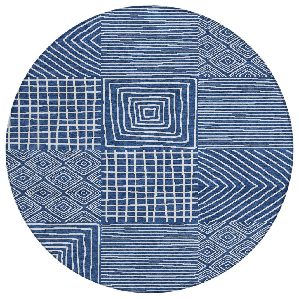 LOOMLAN Rugs Junia Blue Washable Indoor-Outdoor Rug