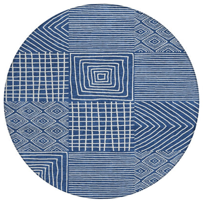 LOOMLAN Rugs Junia Blue Washable Indoor-Outdoor Rug